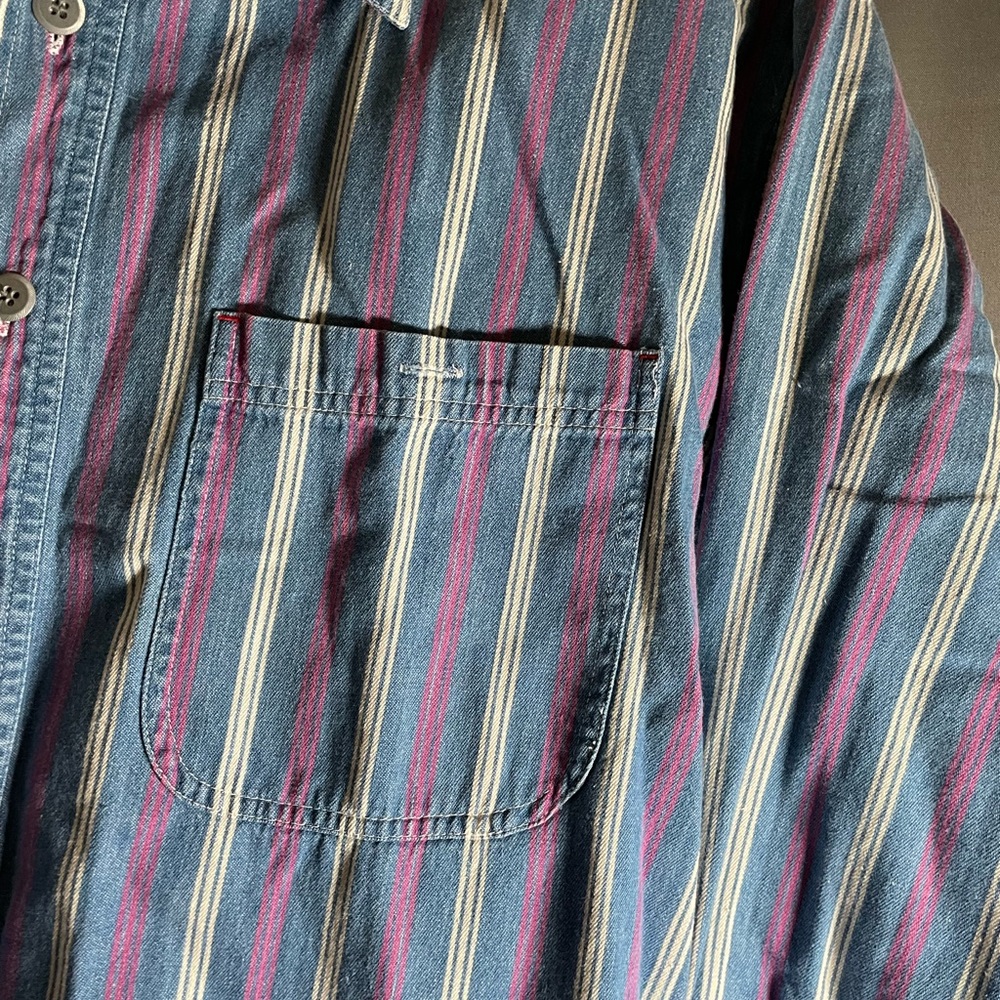 MTO Mens Long sleeve button Up striped casual dress shirt-XL - Picture 3 of 6